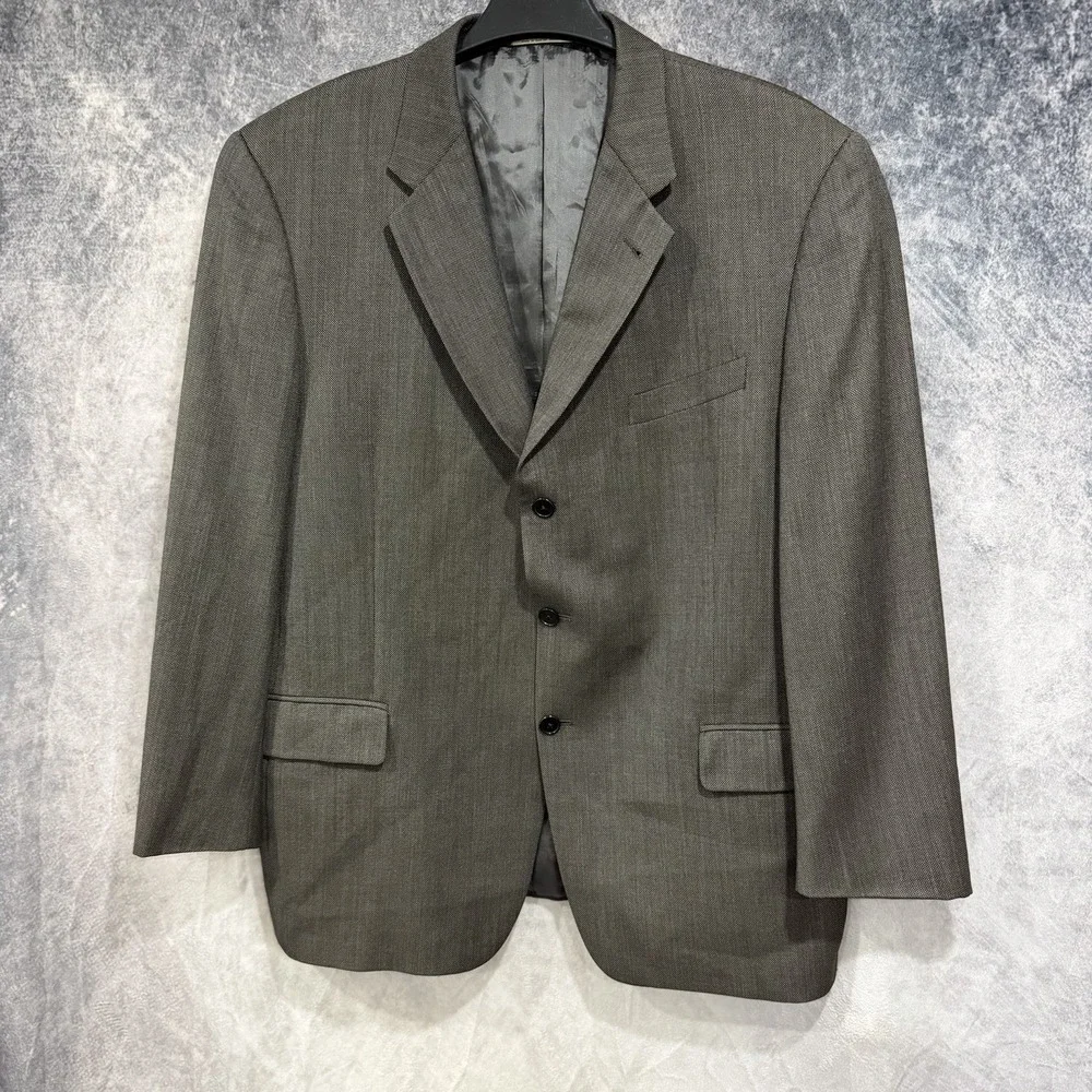 Joseph Abboud Men’s 46R Gray 100% Wool Super 100’s 3 Button Suit Blazer USA